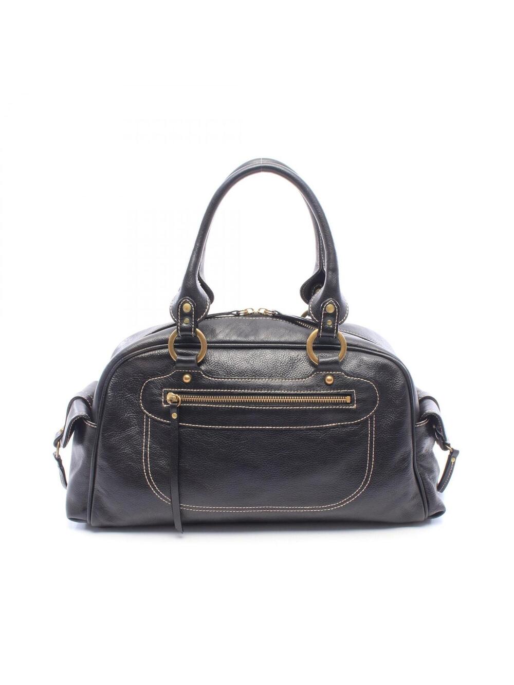 Mcm Tote Hand Bag Leather Black Used #378199M35B